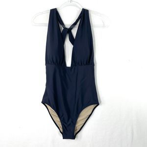 Summersalt The Plunge One Piece Swimsuit Navy Blue Size 10